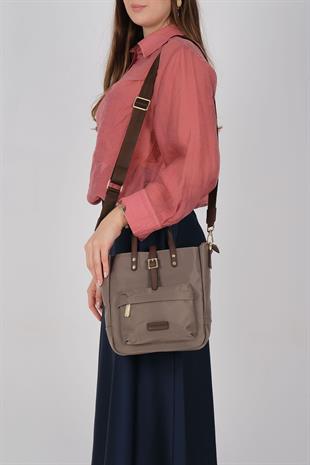 Silver & Polo SP1218 Kadın El Çantası Saten Kum-Kahve
