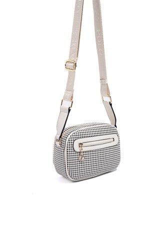 Silver & Polo SP1111 Kadın Çapraz Çanta King Desen Siyah-Kemik