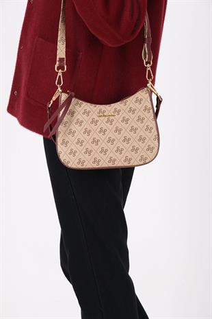 Silver & Polo Koyu Bej - Bordo SP1259 Omuz Çantası