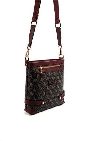 Silver & Polo SP1120 Kadın Çapraz Çanta Monogram Kahve Sarı-Bordo