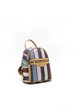 Silver & Polo SP983 Kadın Sırt Çantası Ekose Mix-Camel