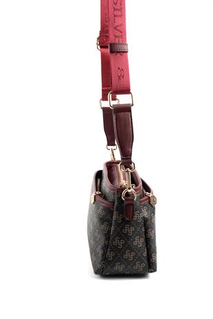 Silver & Polo Kahve Sarı - Bordo SP1184 Kadın Çapraz Çanta