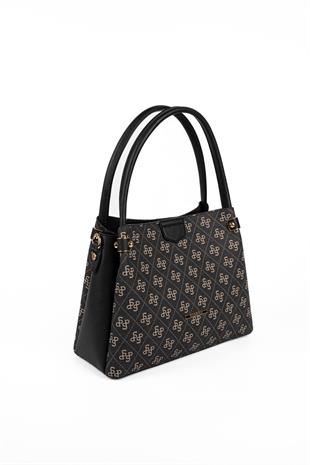 Silver & Polo SP1254 Kadın El Çantası Monogram Füme-Siyah