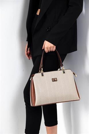 Silver & Polo SP972 Kadın El Çantası Hasır Bej-Taba