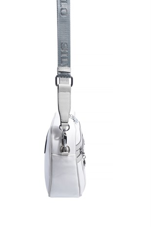 Silver & Polo SP1280 Kadın Çapraz Çanta Düz Beyaz-A.Gri