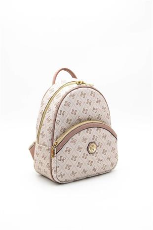 Silver & Polo SP945 Kadın Sırt Çantası Monogram Pembe-Somon