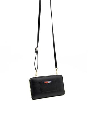 Silver & Polo SP921 Kadın Telefon Çantası Logolu Platin-Siyah