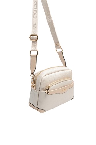 Silver & Polo SP1201 Kadın Çapraz Çanta Logolu Bej-S.Nut