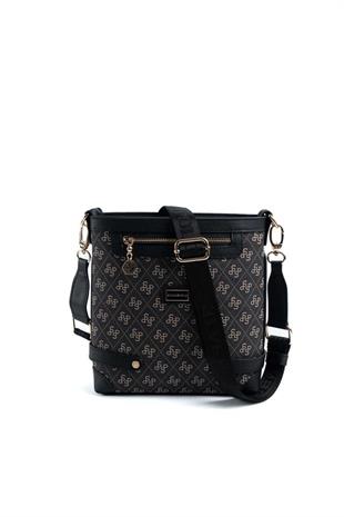 Silver & Polo SP1120 Kadın Çapraz Çanta Monogram Füme-Siyah