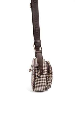 Silver & Polo SP1111 Kadın Çapraz Çanta Ekose Line Kare Kahve Sarı-Kahve