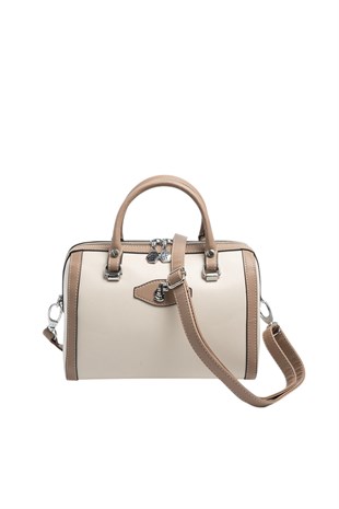 Silver & Polo SP1091 Kadın El Çantası Düz Bej-Latte
