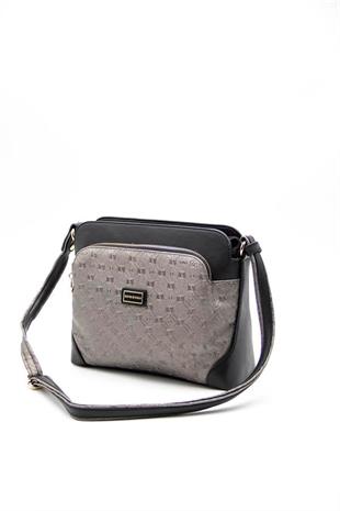 Silver & Polo SP364 Kadın Çapraz Çanta Logolu Platin-Siyah