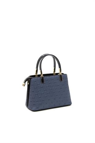 Silver & Polo SP987 Kadın El Çantası Logolu Lacivert-Lacivert