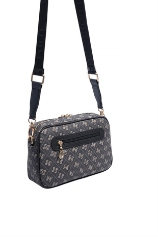 Silver & Polo SP1280 Kadın Çapraz Çanta Monogram Füme-Siyah