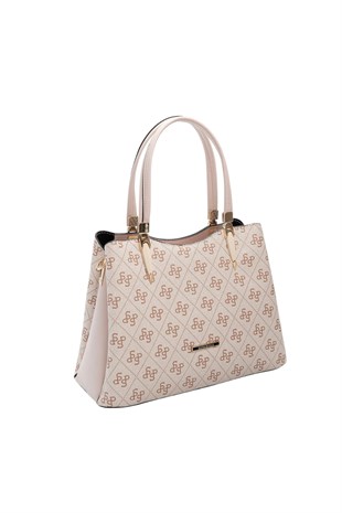 Silver Polo Pembe - Pudra Monogram Kadın El Çantası SP1205