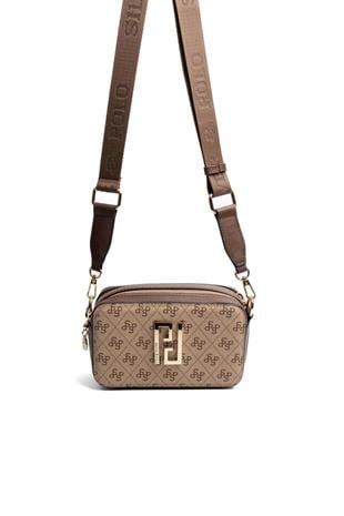 Silver Polo Koyubej - Kahve Monogram Kadın Çapraz Çanta SP1078