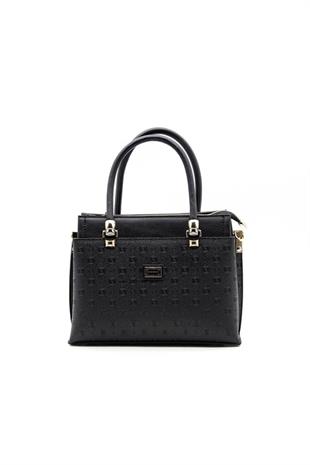 Silver & Polo SP826 Kadın El Çantası Logolu Siyah-Siyah