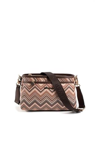Silver & Polo SP1184 Kadın Çapraz Çanta Ekose Nut-Kahve