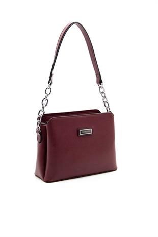 Silver Polo SP937 Kadın Omuz Çantası Düz Bordo-Bordo