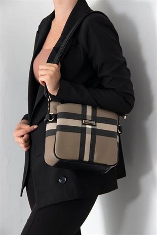 Silver & Polo SP884 Kadın Çapraz Çanta Ekose Kahve-Siyah