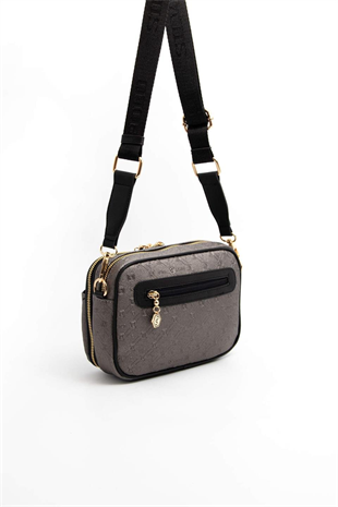 Silver & Polo SP1162 Kadın Çapraz Çanta Logolu Platin-Siyah