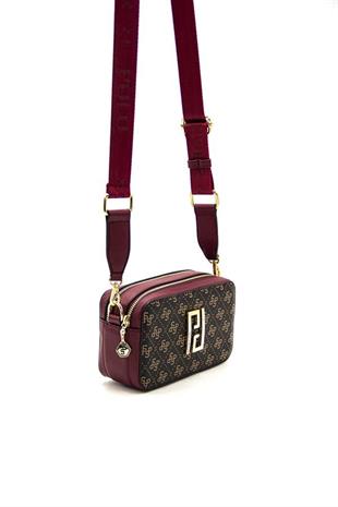 Silver & Polo SP1078 Kadın Çapraz Çanta Monogram Kahve Sarı-Bordo