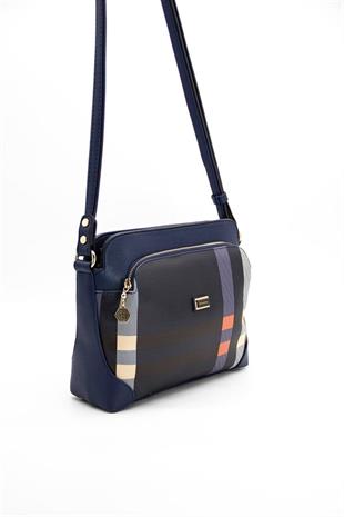 Silver & Polo SP364 Kadın Çapraz Çanta Ekose Lacivert