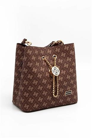 Silver & Polo SP967 Kadın Çapraz Çanta Monogram Kahve