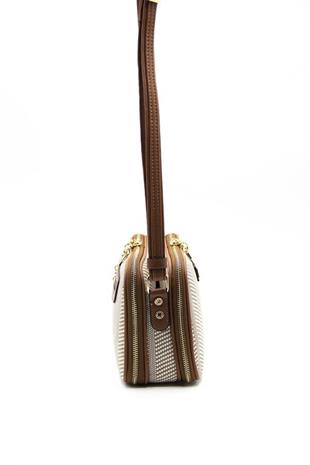 Silver & Polo SP899 Kadın Çapraz Çanta Hasır Bej-Taba