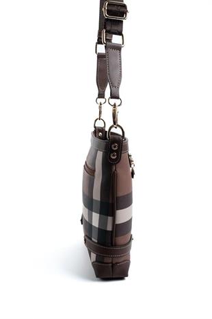 Silver & Polo SP1120 Kadın Çapraz Çanta Ekose Koyu Kahve-Kahve