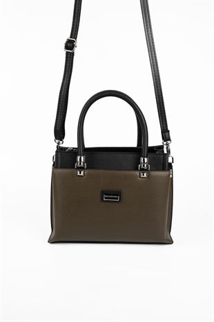 Silver & Polo SP826 Kadın El Çantası Düz Zeytuni-Siyah