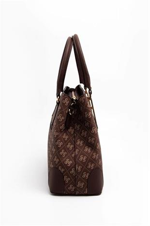 Silver & Polo SP667 Kadın El Çantası Monogram Kahve