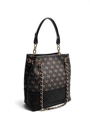 Silver Polo SP1262 Kadın Omuz Çantası Monogram Füme-Siyah