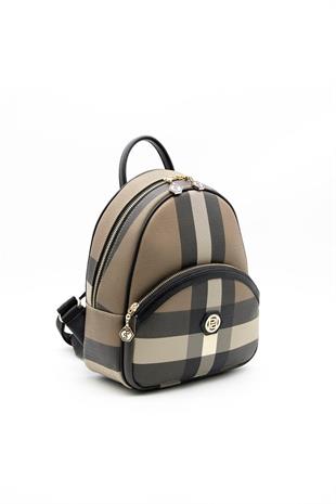 Silver & Polo SP945 Kadın Sırt Çantası Ekose Kahve-Siyah