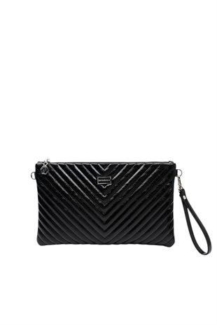 Silver & Polo SP1034 Kadın Portföy & Clutch Crash Kırışık Siyah-Kırışık Siyah