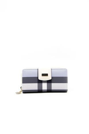 Silver & Polo SP928 Kadın Cüzdan & Kartlık Ekose Mavi-Kemik
