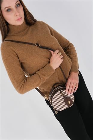 Silver & Polo Kahve Sarı - Kahve SP1163 Kadın Çapraz Çanta