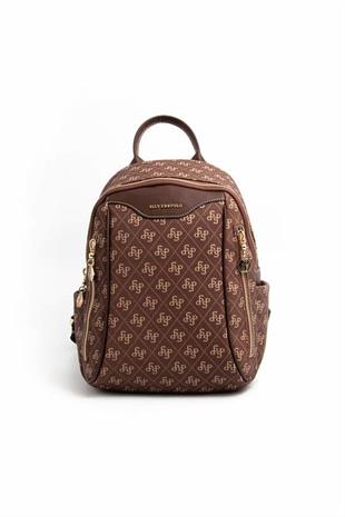 Silver & Polo SP906 Kadın Sırt Çantası Monogram Kahve