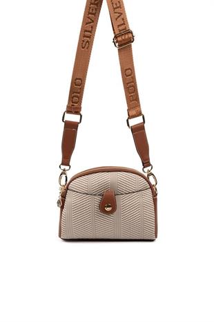 Silver & Polo SP1144 Kadın Çapraz Çanta Hasır Bej-Taba
