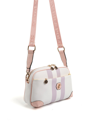 Silver & Polo SP1094 Kadın Çapraz Çanta Ekose Lila-Pembe