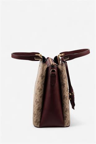 Silver & Polo Koyu Bej - Bordo SP969 Kadın El Çantası