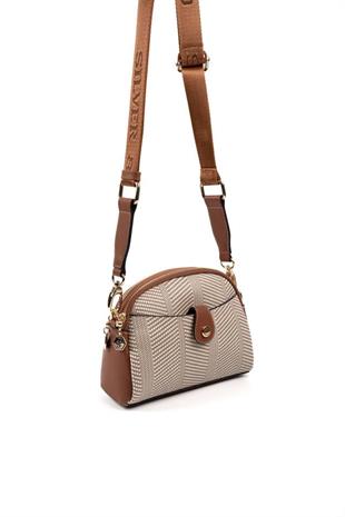 Silver & Polo SP1144 Kadın Çapraz Çanta Hasır Bej-Taba