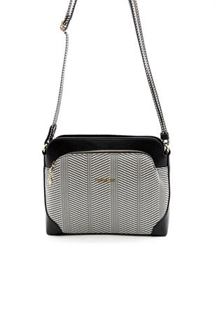 Silver & Polo SP364 Kadın Çapraz Çanta Hasır Siyah Beyaz-Siyah