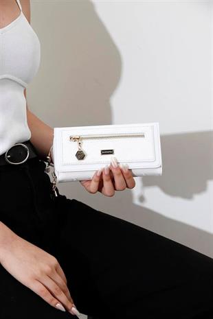 Silver & Polo SP846 Kadın Cüzdan & Kartlık Logolu Beyaz-Beyaz