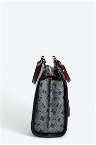 Silver & Polo SP1174 Kadın El Çantası Monogram Gri-Laci-Bordo