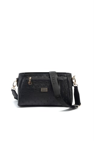 Silver & Polo SP1273 Kadın Çapraz Çanta Logolu Siyah-Siyah