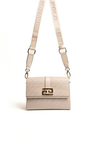 Silver & Polo SP1009 Kadın Çapraz Çanta Logolu Bej-S.Bej