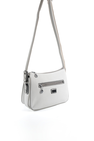 Silver & Polo SP818 Kadın Çapraz Çanta Petek Beyaz-A.Gri