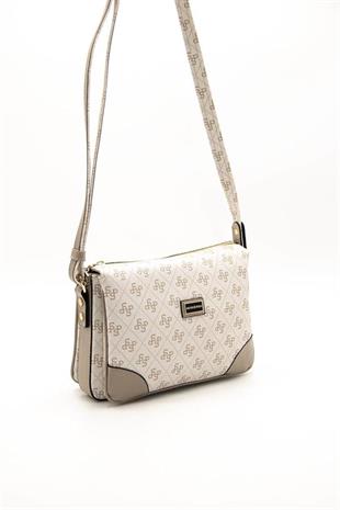 Silver & Polo SP784 Kadın Çapraz Çanta Monogram Bej-Kum