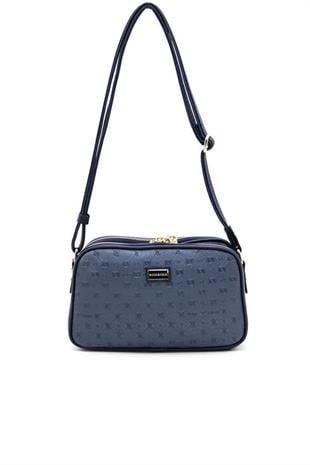 Silver Polo Lacivert - Lacivert Logolu Monogram Kadın Çapraz Çanta SP899